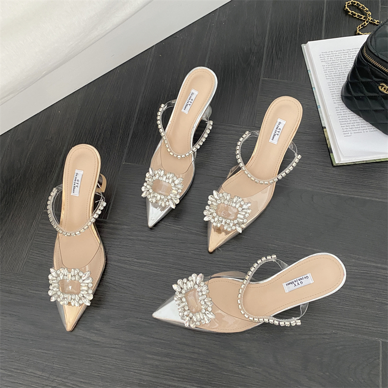 Autumn Wine Glass Heel Transparent Toe Shoes 35-40